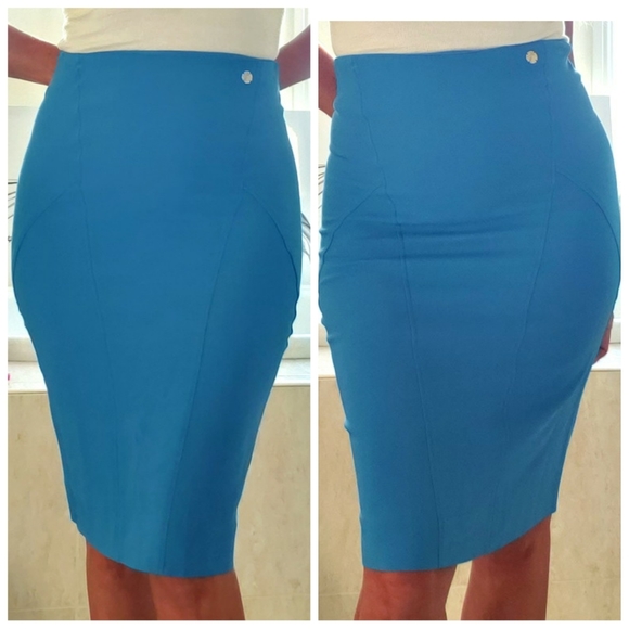 Versace Collection Blue Pencil Skirt SZ 40 - Picture 2 of 6